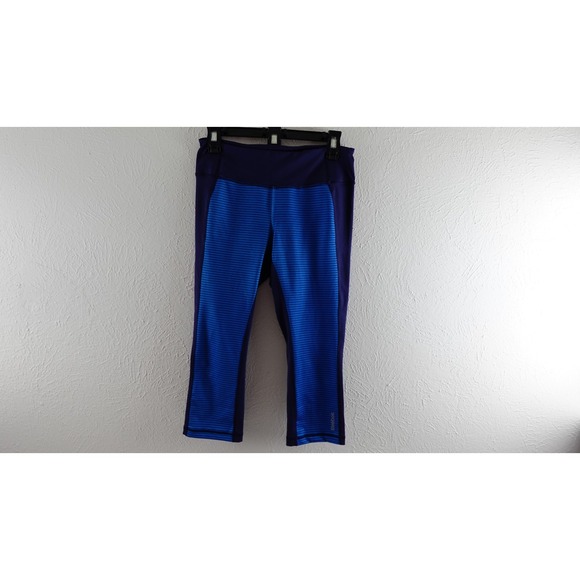 REEBOK Patriot Blue Dashing Stripes Skinny Capri Pants size m - Picture 1 of 12